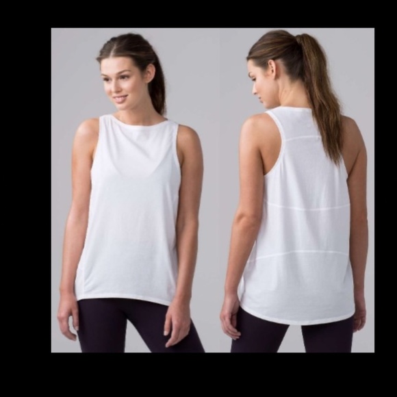 LULULEMON Back in Action Tank size 8 white muscle tank loose fit - Picture 12 of 12